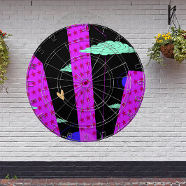 Pop Art Skyline Bright Lila Rosa Stars Darttavla