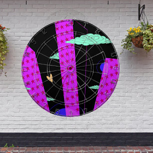 Pop Art Skyline Bright Lila Rosa Stars Darttavla