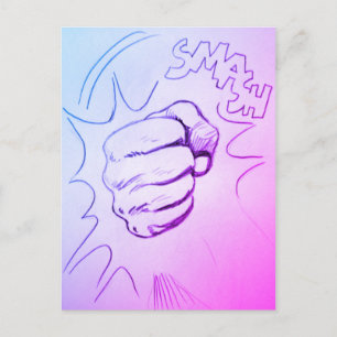 Pop Art Smash Punch Pennteckning Postkort Vykort