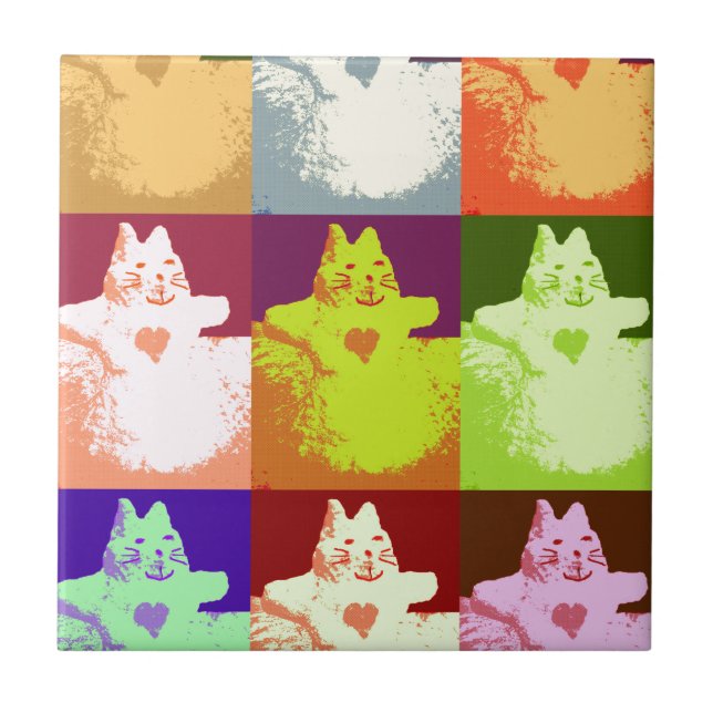 Pop Art Snö Kattunge Kakelplatta (Framsidan)