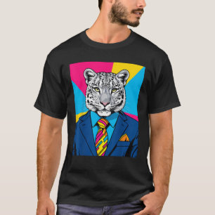 Pop Art Snöleopard i Affärskläder T Shirt