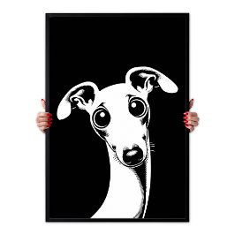 Pop Art Söt italiensk mops Vit & Svart Poster
