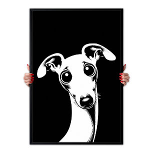 Pop Art Söt italiensk mops Vit & Svart Poster