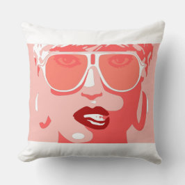 Pop Art Söt Woman Sunglasses Red Red Lipstick Kudde