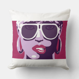 Pop Art Söt Woman Sunglasses Rosa Lipstick Kudde