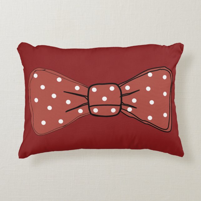 Pop Art Spotty Red Bow Tie Prydnadskudde (Framsidan)