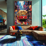 Pop Art Stadstrafik med Neonreflektioner Canvastryck<br><div class="desc">Rid genom stadens vibranta energi med denna djärva popkonst med en retrotram omgiven av neonbelysta gator. De elektrifierande färgerna och reflektionerna skapar en dynamisk och livlig komposition, perfekt för fans av popkonst, urbana entusiaster och de som söker färgrik och modern dekoration. Lägg till en stänk av rörelse och stil till...</div>