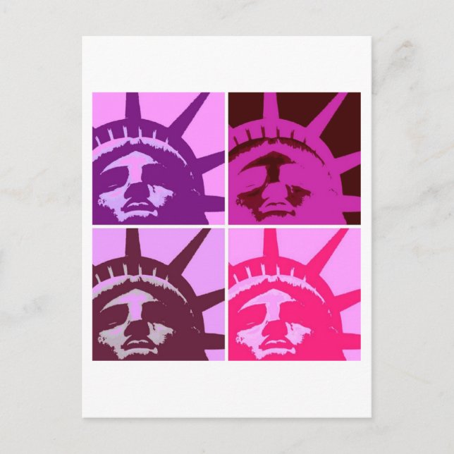 Pop Art-staty av Frihetsgudinnan  Vykort (Framsida)