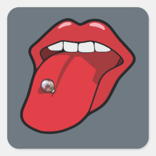 Pop art stil av Pierced tunga-dekal Fyrkantigt Klistermärke