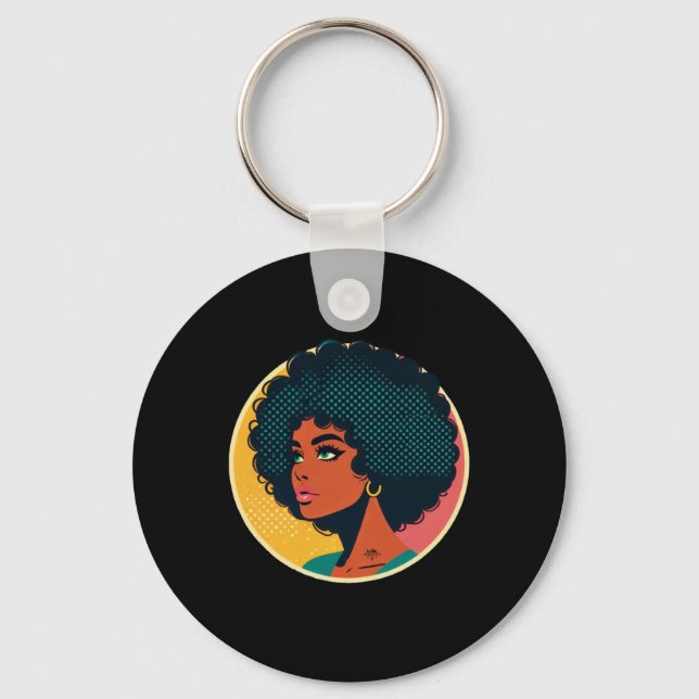 Pop Art Stil Girl Sticker Nyckelring (Framsida)