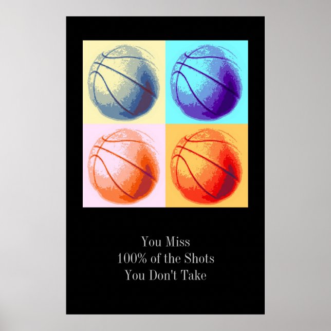Pop Art Stil Motivational Quote Basketball Poster (Framsidan)