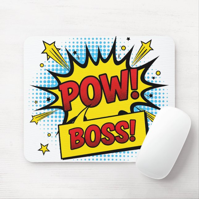 Pop Art Stil POW BOSS Modern Professionell Musmatta (Med mus)