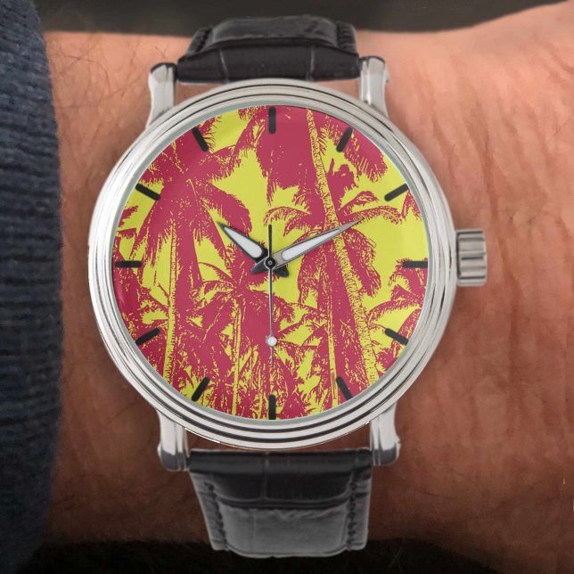 Pop Art Stil Tropical Handflatan Träd Armbandsur (Skapare uppladdad)