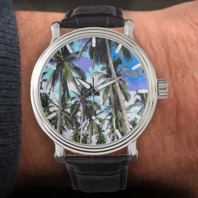 Pop Art Stil Tropical Handflatan Träd Armbandsur (Skapare uppladdad)