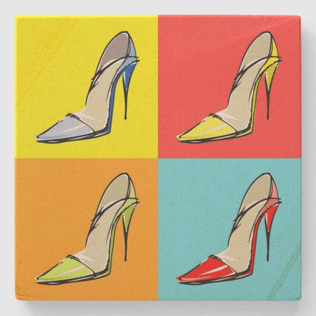 Pop Art Stilettos Stone Underlägg, Mode Theme Underlägg Sten (Framsidan)