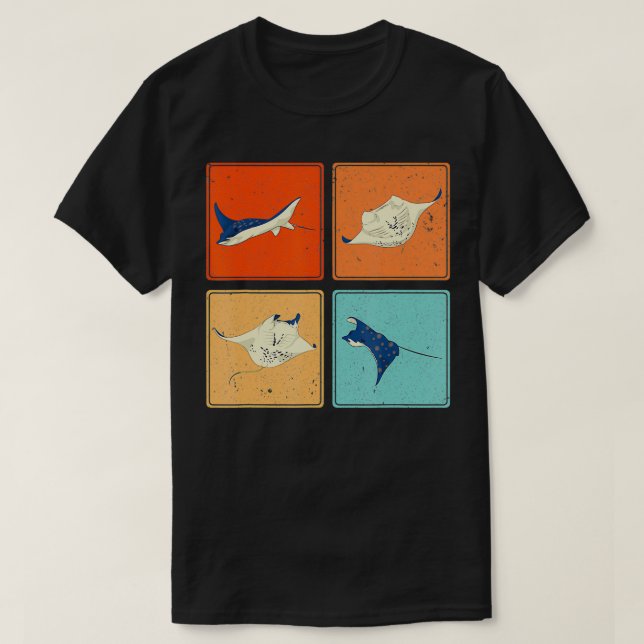 Pop Art Stingray Aquarium Animal Scuba Diver Ocean T Shirt (Design framsida)