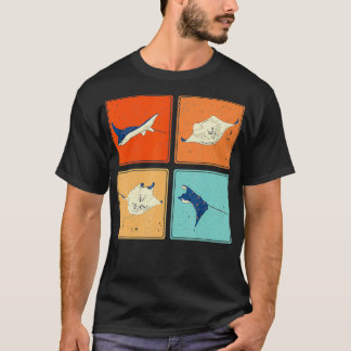 Pop Art Stingray Aquarium Animal Scuba Diver Ocean T Shirt