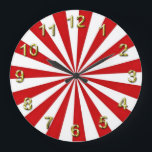 Pop Art Strålar: Röd och Vit Stor Klocka<br><div class="desc">Pop Art Strålar: Röd och Vit 
 Färgglada,  psykedeliska,  pop art-utseende strålar i rött och vitt 
 Om du vill se denna design i andra färger,   skicka oss bara ett mejl!</div>