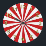 Pop Art Strålar: Röd och Vit Stor Klocka<br><div class="desc">Pop Art Strålar: Röd och Vit 
 Färgglada,  psykedeliska,  pop art-utseende strålar i rött och vitt 
 Om du vill se denna design i andra färger,   skicka oss bara ett mejl!</div>