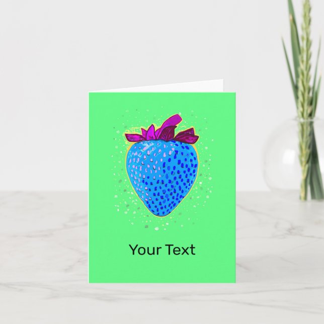 Pop Art Strawberry Blue Anteckningskort (Framsida)