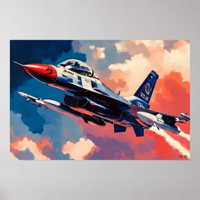 Pop Art Stridsflygplan - Flygande Flygkonst Poster (Framsidan)