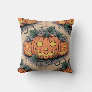 Pop Art Style Pumpkin & Ghost All-Over Pillow on P Kudde