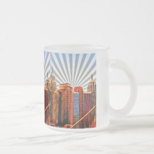Pop Art Sunrise Skyline Frostad Glasmugg