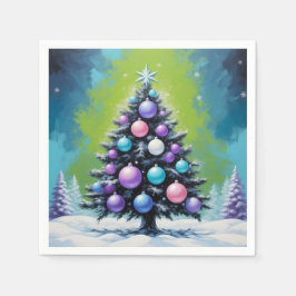 Pop Art Synthwave-jul med Syd Grönt Violet Pappersservett