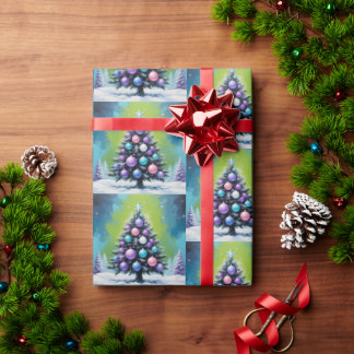 Pop Art Synthwave-jul med Syd Grönt Violet Presentpapper