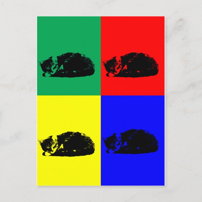 Pop Art Tabby katt Vykort (Framsida)