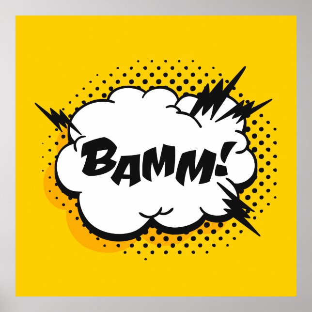 Pop art tal bubble teckning med text. Tecknad Poster (Framsidan)