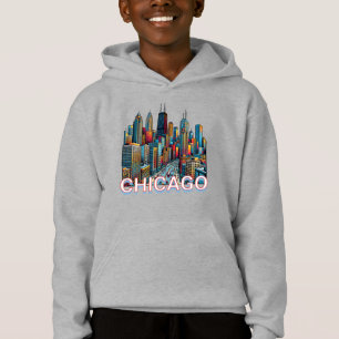 Pop art Tecknad Bok Art Chicago Illinois Skyline T Shirt