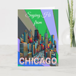 Pop art Tecknad Bok Stil Chicago Illinois Keepsaké Kort