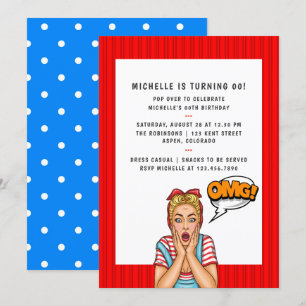 Pop Art Tecknad Födelsedagsfest inbjudan