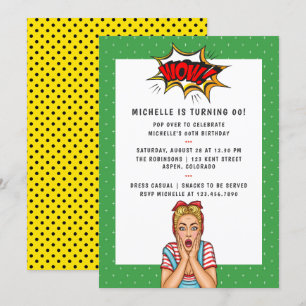 Pop Art Tecknad Födelsedagsfest inbjudan