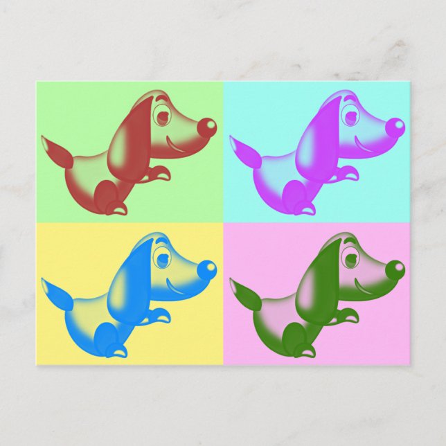 Pop Art Tecknad hund vykort (Framsida)
