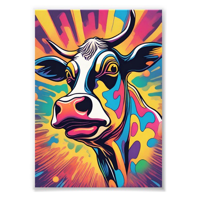 Pop Art: The Colorful Cow Fototryck (Framsidan)