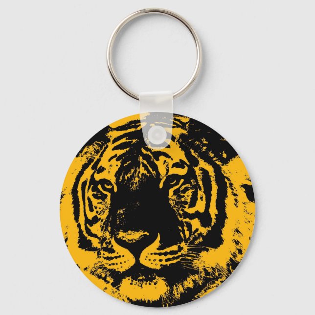 Pop Art Tiger Nyckelring (Framsida)