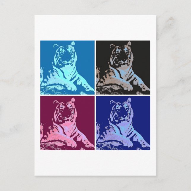 Pop Art Tigers Vykort (Framsida)