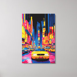 Pop Art Times Square med ikoniska gula taxibilar Canvastryck
