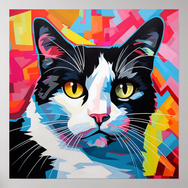 Pop Art Tuxedo Cat Poster (Framsidan)