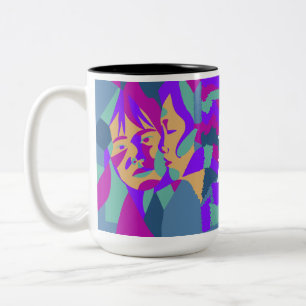 Pop Art Två kvinnor 2 Sidosida Två-Tonad Mugg