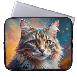 POP ART-UTSEENDE BRUN RANDIG KATT LAPTOP FODRAL