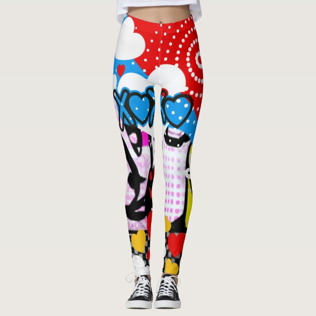 Pop Art Valentine Leggings (Framsida)