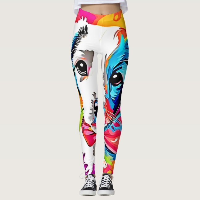 Pop Art Valp Leggings (Framsida)