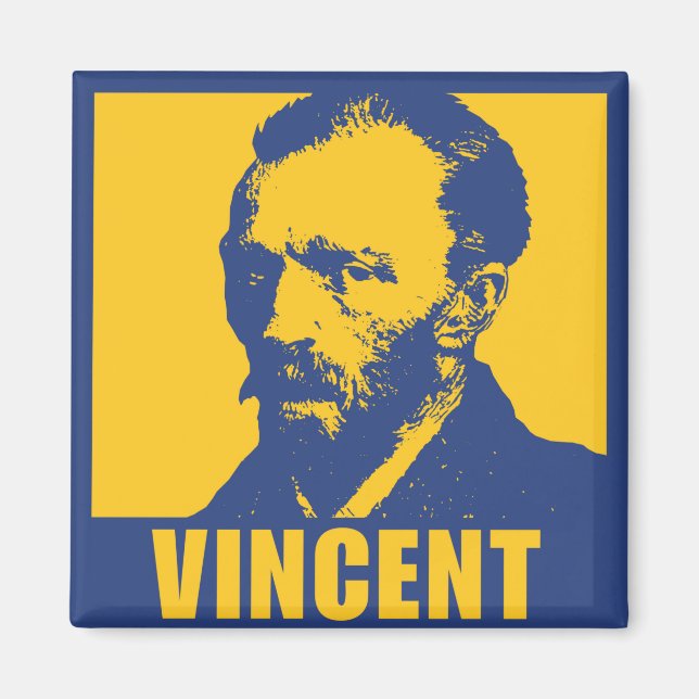 Pop Art Van Gogh | Mod 2 Fyrkantstreck med kvadrat Magnet (Framsidan)