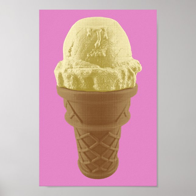 Pop Art Vanilla Ice Cream Cone Poster (Framsidan)