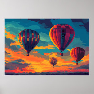 Pop Art Varmt Luftballong - Äventyr i Himlen Poster