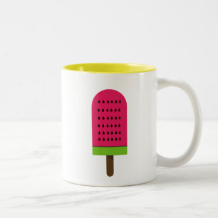 Pop Art vattenmelon, söt fruktpopsill Två-Tonad Mugg