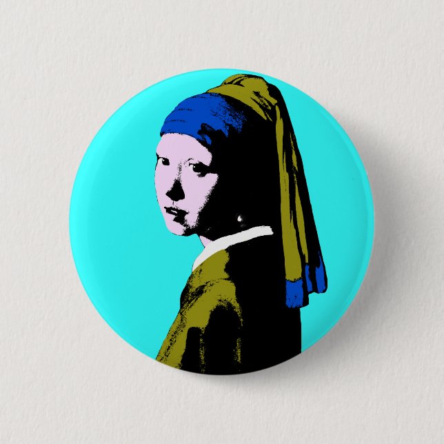Pop Art Vermeers Pearl Earring Knapp (Framsida)